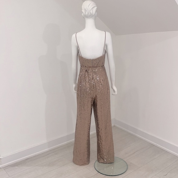 NWT SAMPLE SALE DESSY Size 8 Cinnamon Elle Sequin jumpsuit. Pristine Condition. - Picture 4 of 7